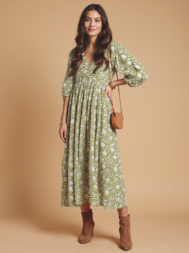 Olive Petal Dress