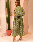 Olive Petal Midi Dress