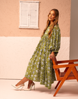 Olive Petal Midi Dress